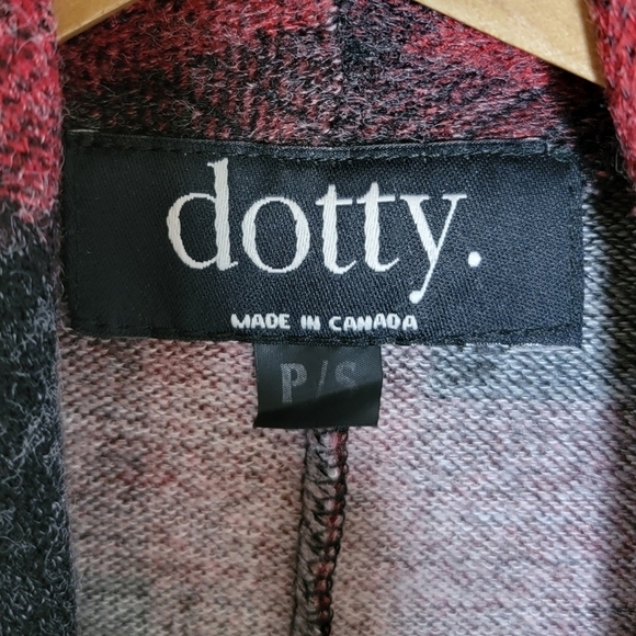 Dotty | Womens Red Black Plaid Cascade Tiered Open Front Cardigan Small - Picture 4 of 7